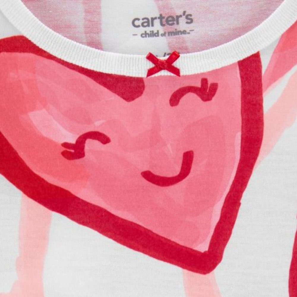 Toddler Girl Ruffled Hearts Nightgown 2-Pack Carter's Child of Mine Size 2T 2 T - Picture 2 of 8